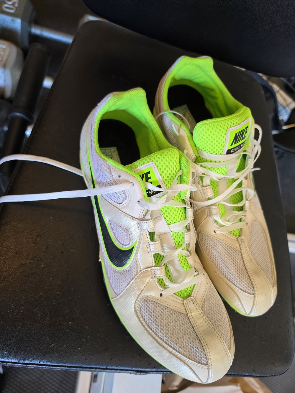 Nike Men’s Track And Feild Shoes White with Neon Green Accents